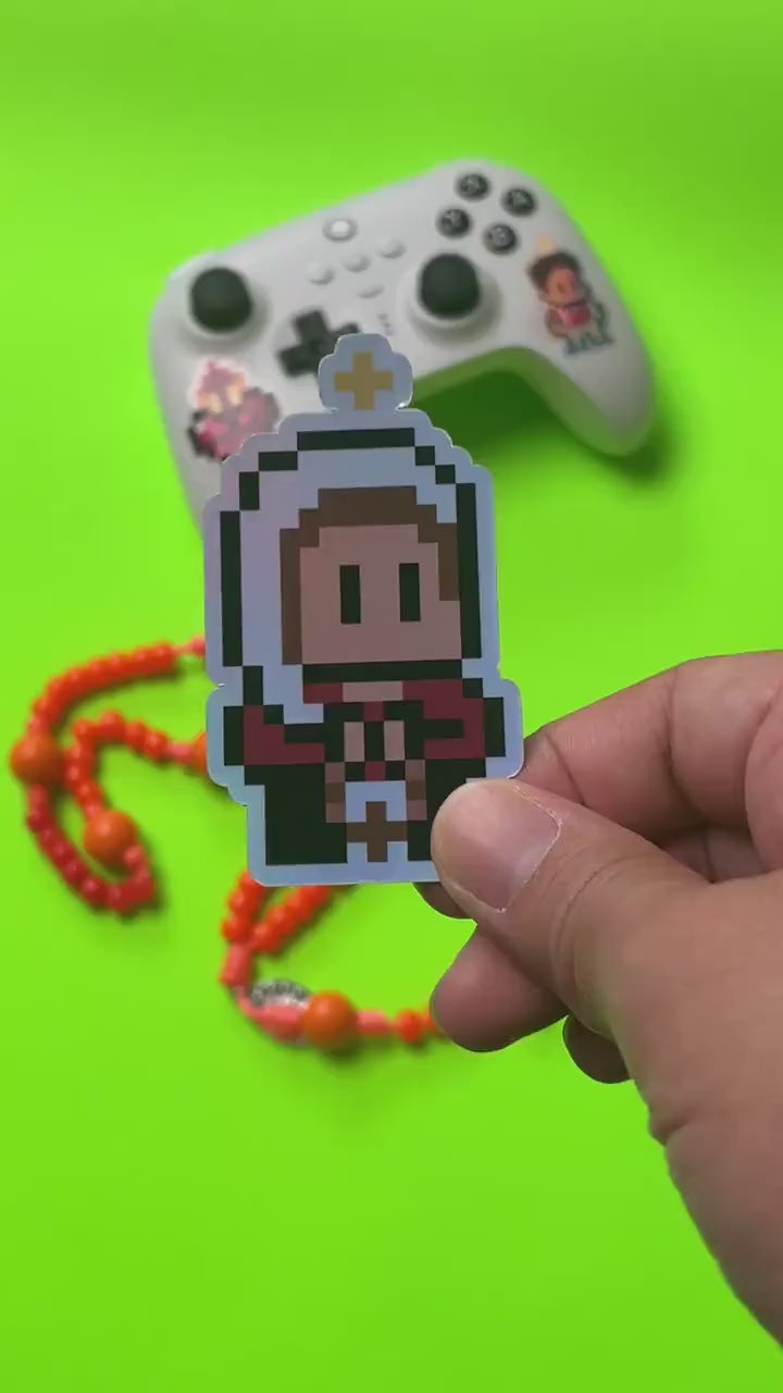 Holographic Saint Bernadette Video Game Sticker