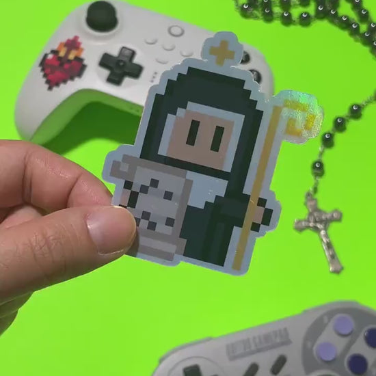 Holographic St. Hildegard Von Bingen Video Game Sticker