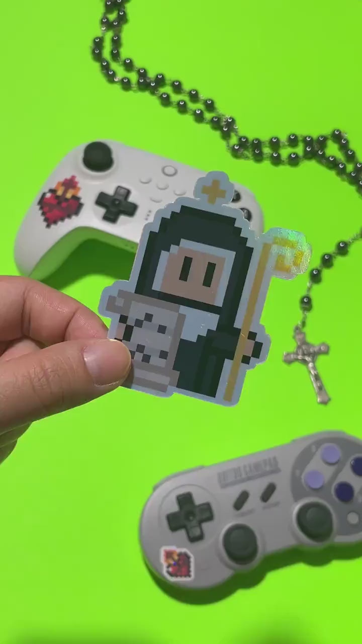 Holographic St. Hildegard Von Bingen Video Game Sticker