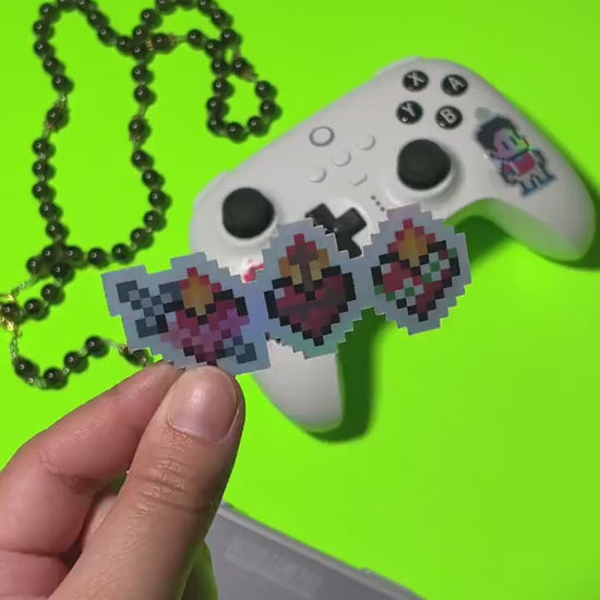 Holy Family Hearts Retro Holographic Video Game Sticker