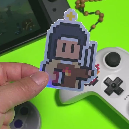 Holographic St. Teresa of Avila Video Game Sticker