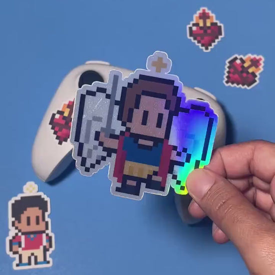 Holographic St. Michael the Archangel Video Game Sticker