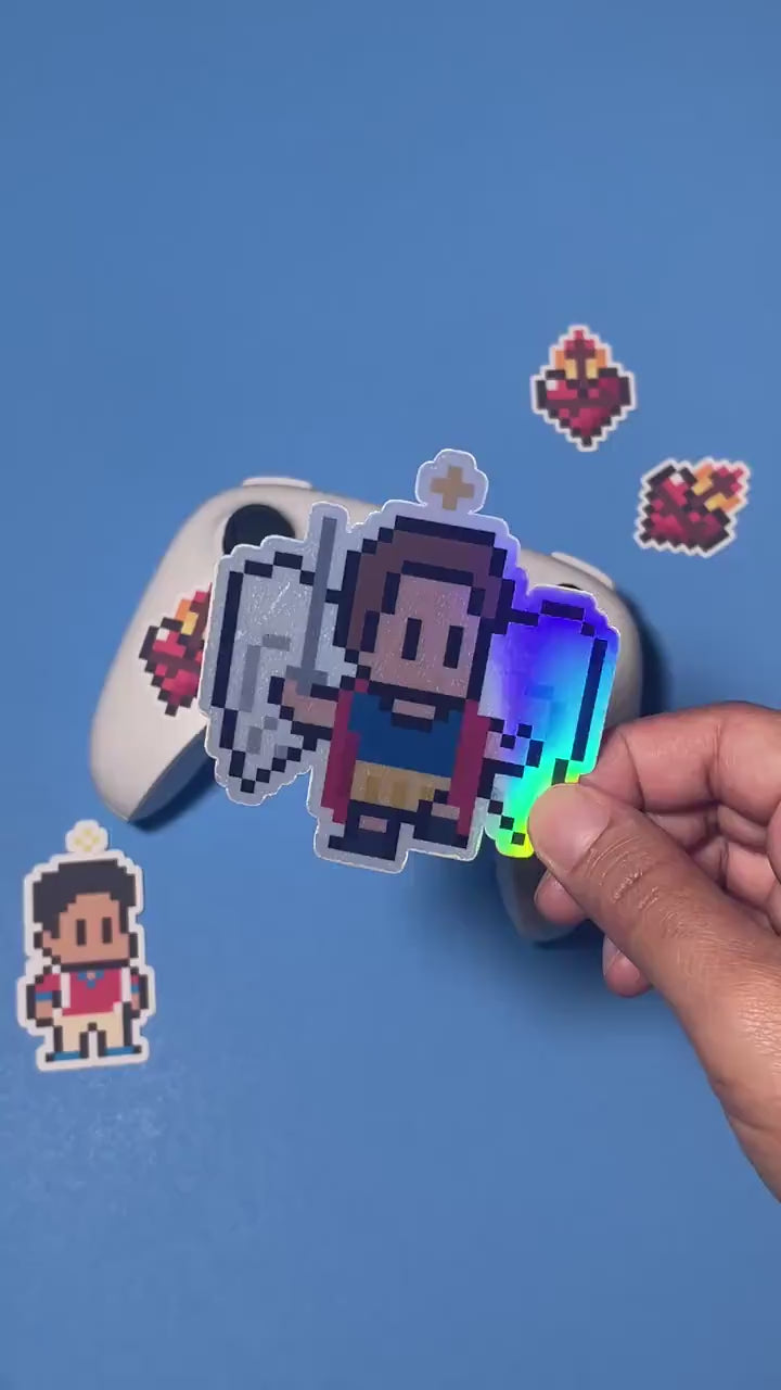 Holographic St. Michael the Archangel Video Game Sticker