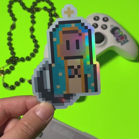 Our Lady of Guadalupe Holographic Video Game Sticker