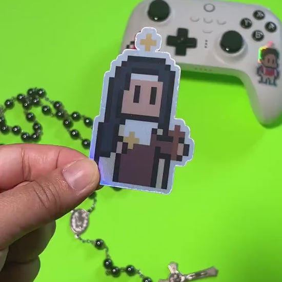 St. Teresa Benedicta of the Cross Holographic Video Game Sticker