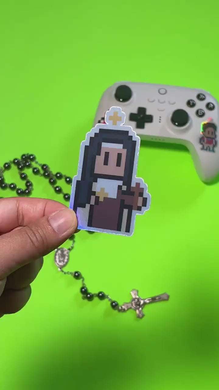 St. Teresa Benedicta of the Cross Holographic Video Game Sticker